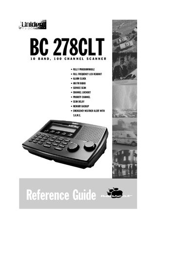 Uniden BC278CLT Scanner Reference Guide - cover page