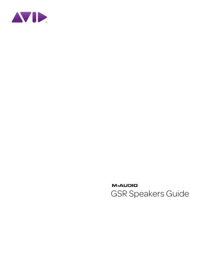M-Audio GSR Series Speakers User Guide - cover page
