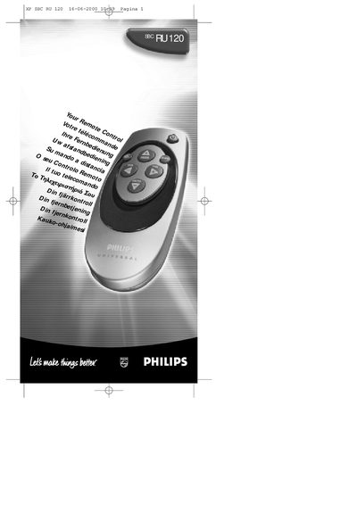 Philips SBC RU120 Universal Remote User Guide - cover page