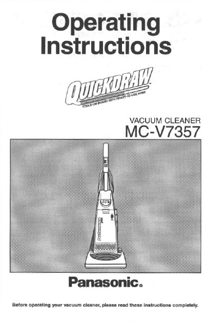 Panasonic MC-V7357 Upright Vacuum Cleaner Operating Instructions - cover page