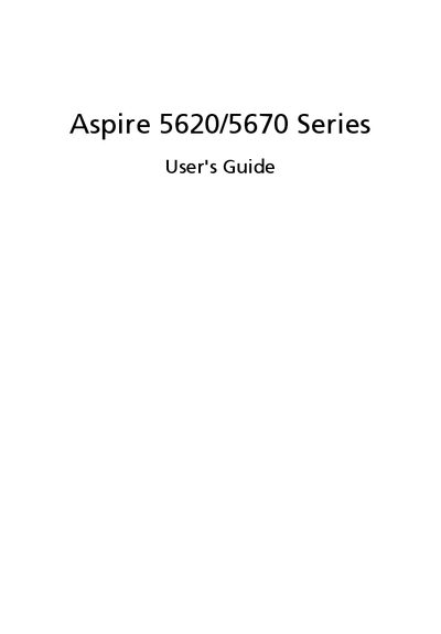 Acer Aspire 5620/5670 Series Notebook User's Guide - cover page