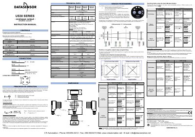 Datasensor US30 Series Ultrasonic Sensor Instruction Manual - cover page