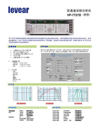 Electronic Scientific Engineering VP-7727D Dual‑Channel Audio Analyzer Manual
