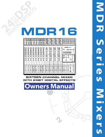 Samson MDR16 Mixer User Manual - cover page
