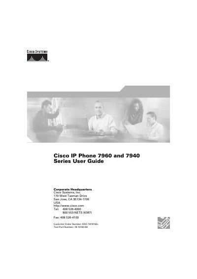 Cisco 7960 and 7940 Series IP Phone User Guide - cover page