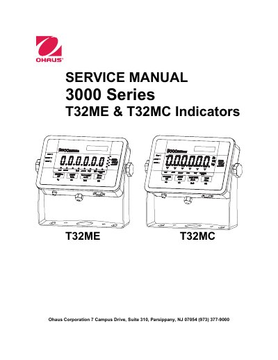 Ohaus 3000 Series T32ME & T32MC Indicators Service Manual - cover page