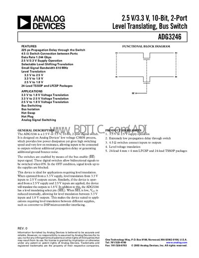 Analog Devices ADG3246 Datasheet - cover page