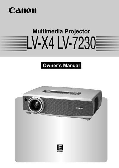 Canon LV-X4/LV-7230 Multimedia Projector user manual - cover page