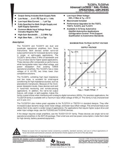 TEXAS ISNTRUMENTS TLC227x TLC227xA data sheet - cover page
