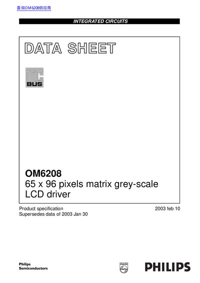 Philips OM6208 LCD Driver Datasheet - cover page