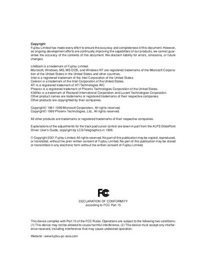 Fujitsu LifeBook User Manual - cover page