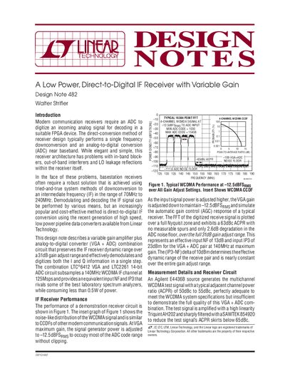 Linear Technology Design Note 482 Low Power Direct-to-Digital IF Receiver with Variable Gain - cover page