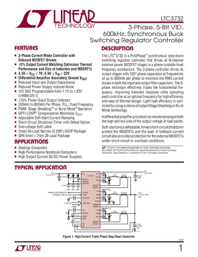 Linear Technology LTC3732 Switching Regulator Controller Datasheet - cover page