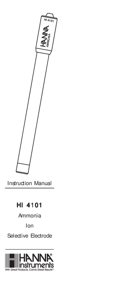 Hanna Instruments HI 4101 Ammonia Electrode Instruction Manual - cover page