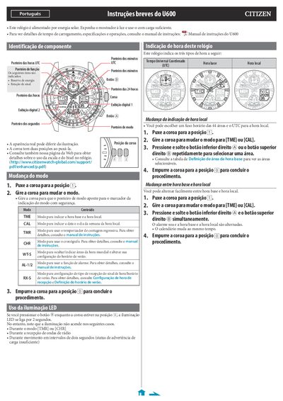Citizen U600 Watch User Manual - cover page