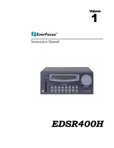 Everfocus EDSR 400h Digital Video Recorder Instruction Manual - cover page
