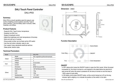 Euchips DALI-P03 Touch Panel Controller User Manual - cover page