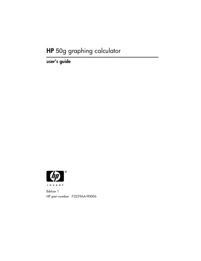 HP 50g Graphing Calculator User Guide