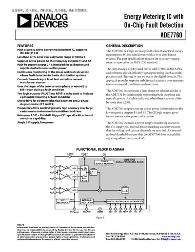 Analog Devices ADE7760 Energy Metering IC Handbook - cover page