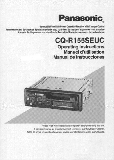 Panasonic CQ-R155SEUC Car Stereo Operating Instructions - cover page