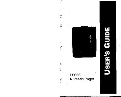 Motorola LS355 Numeric Pager User Guide - cover page