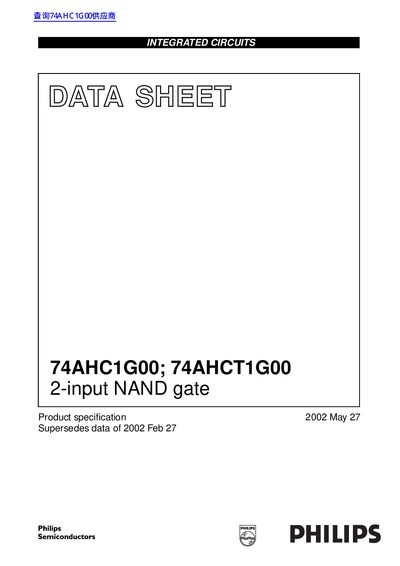 PHILIPS 74AHC1G00; 74AHCT1G00 2-input NAND gate handbook - cover page