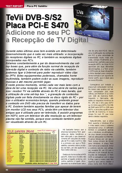 TEVii S470 DVB-S/S2 PCI-E Card Test Report - cover page