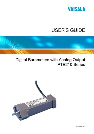 Vaisala PTB210 Digital Barometer User Guide - cover page