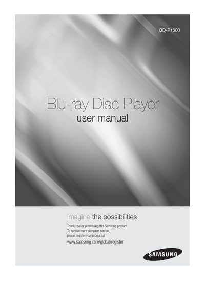 Samsung BD-P1500 Blu-ray Disc Player User Manual - cover page
