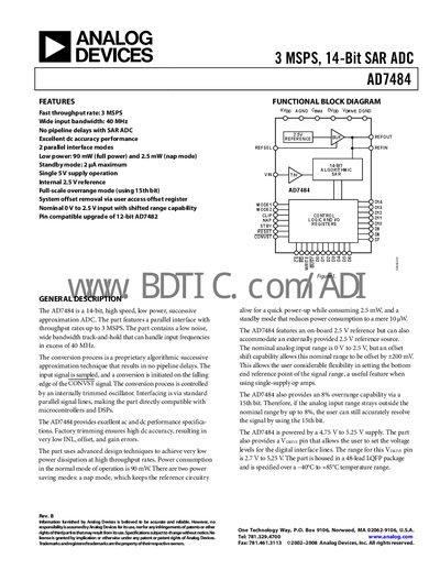 Analog Devices AD7484 Datasheet - cover page
