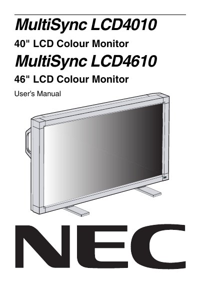 NEC MultiSync LCD4010/LCD4610 User's Manual - cover page