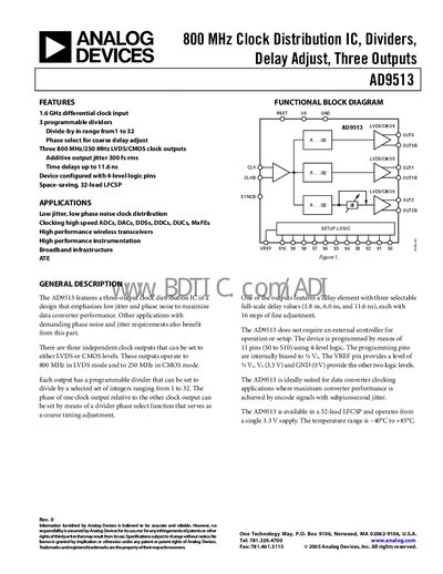 Analog Devices AD9513 Handbook - cover page