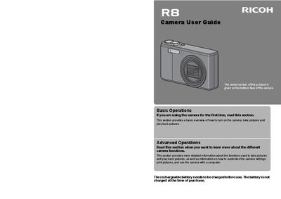 Ricoh R8 Camera User Manual - cover page