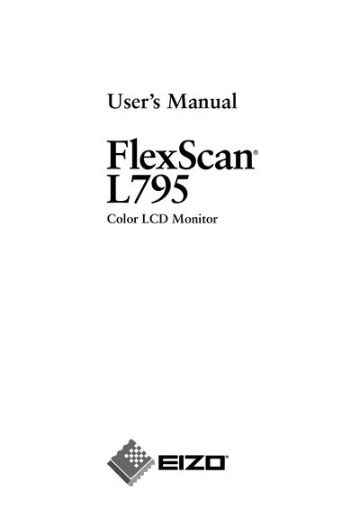 Eizo FlexScan L795 Color LCD Monitor User Manual - cover page