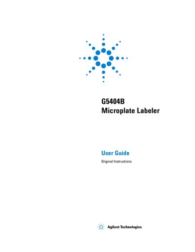 Agilent Technologies G5404B Microplate Labeler User Guide - cover page