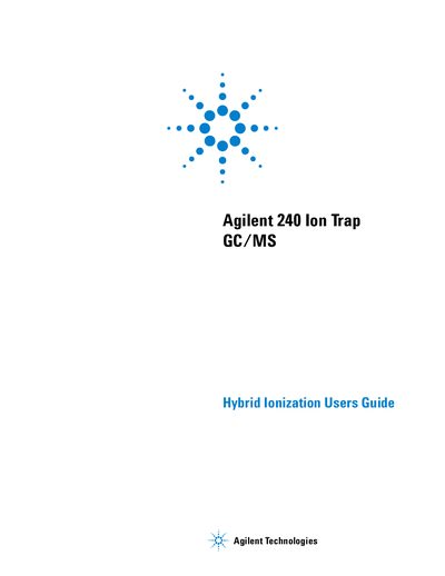 Agilent 240 Ion Trap GC/MS Hybrid Ionization Users Guide - cover page