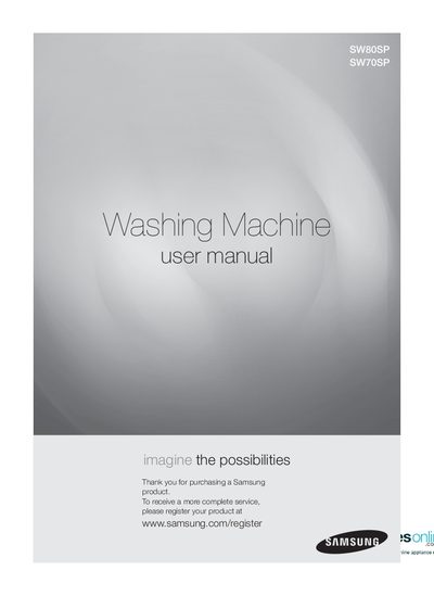 SAMSUNG SW80SP SW70SP Washing Machine user manual - cover page