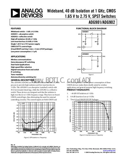Analog Devices ADG901/ADG902 Datasheet - cover page