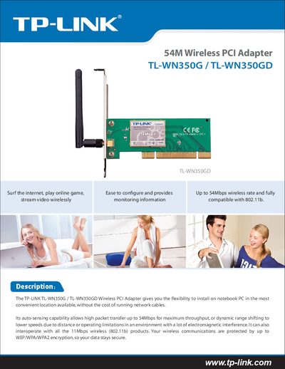 TP-Link TL-WN350G/TL-WN350GD Wireless PCI Adapter User Manual - cover page
