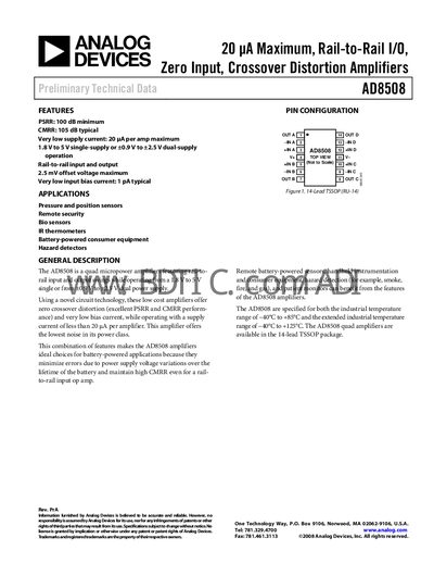 Analog Devices AD8508 Datasheet - cover page
