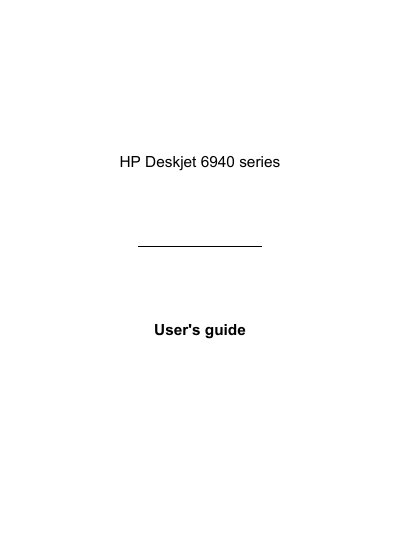 HP Deskjet 6940 series User's Guide - cover page