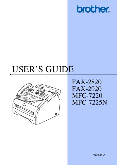 Brother FAX-2820 / FAX-2920 / MFC-7220 / MFC-7225N User Manual - cover page