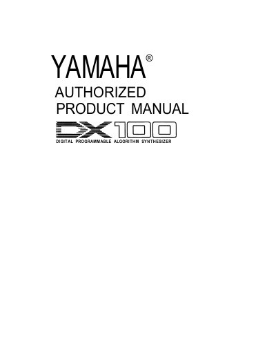 Yamaha DX100 Owner's Manual