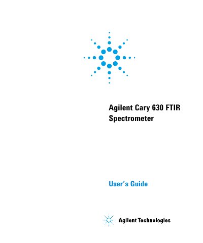 Agilent Cary 630 FTIR Spectrometer User's Guide - cover page