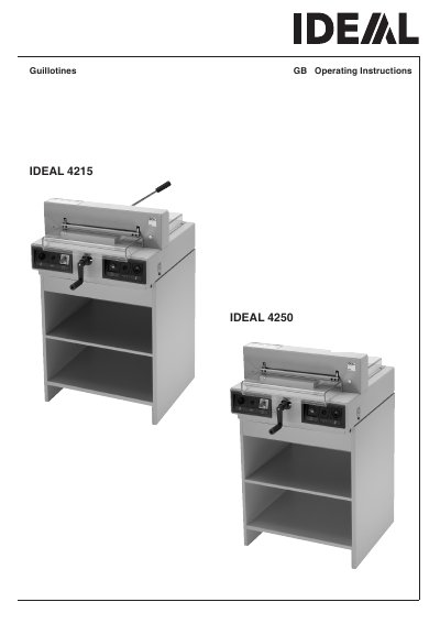 IDEAL 4215/4250 Guillotine Operating Instructions - cover page