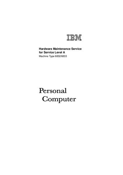 IBM 6832/6833 Service Level A Hardware Maintenance Service Manual - cover page