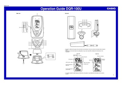Casio DQR-100U Operation Guide - cover page
