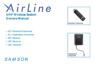 SAMSON AX1/AL1/AR1/UR1/UM1 AirLine UHF Wireless System - cover page