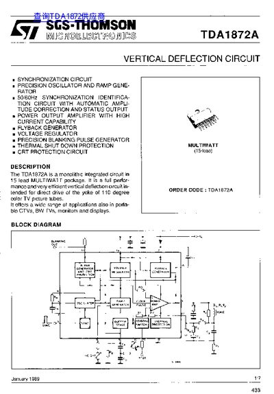 SGS-THOMSON TDA1872A Datasheet
