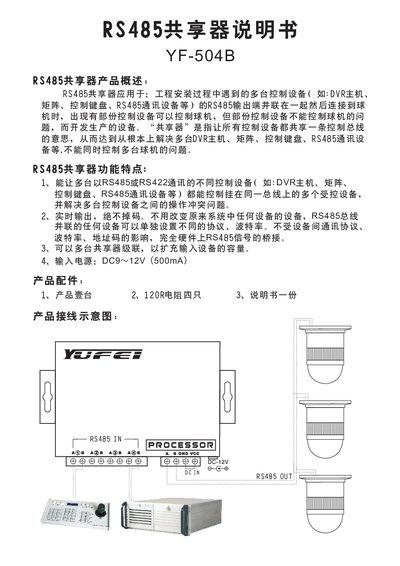 YF-504B RS485 Sharing Device Manual - cover page